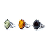 Boho Green Amber Ring- Rings- Baltic Beauty