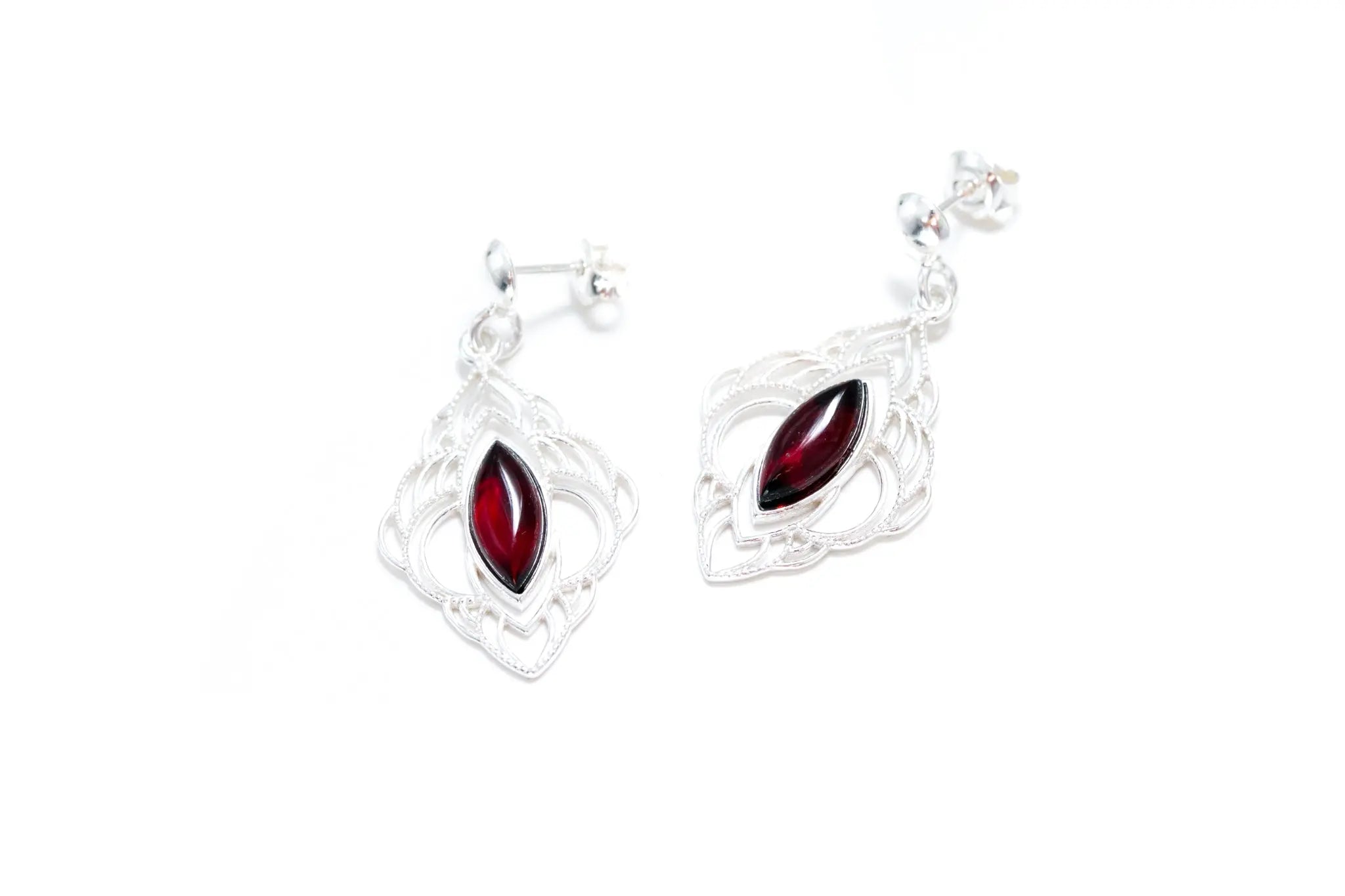 Chandelier Frame Cherry Amber Earrings- Earrings- Baltic Beauty