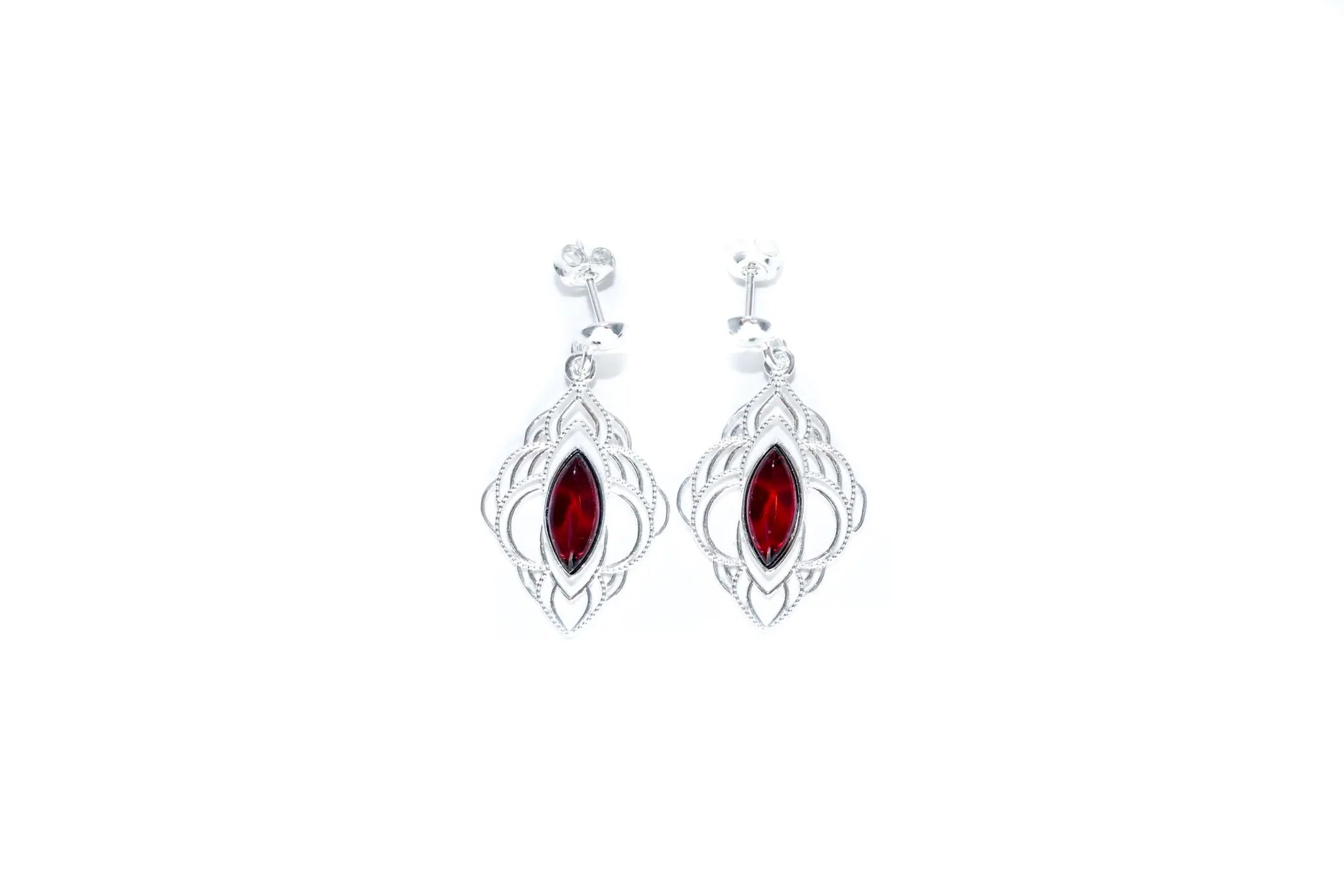 Chandelier Frame Cherry Amber Earrings- Earrings- Baltic Beauty