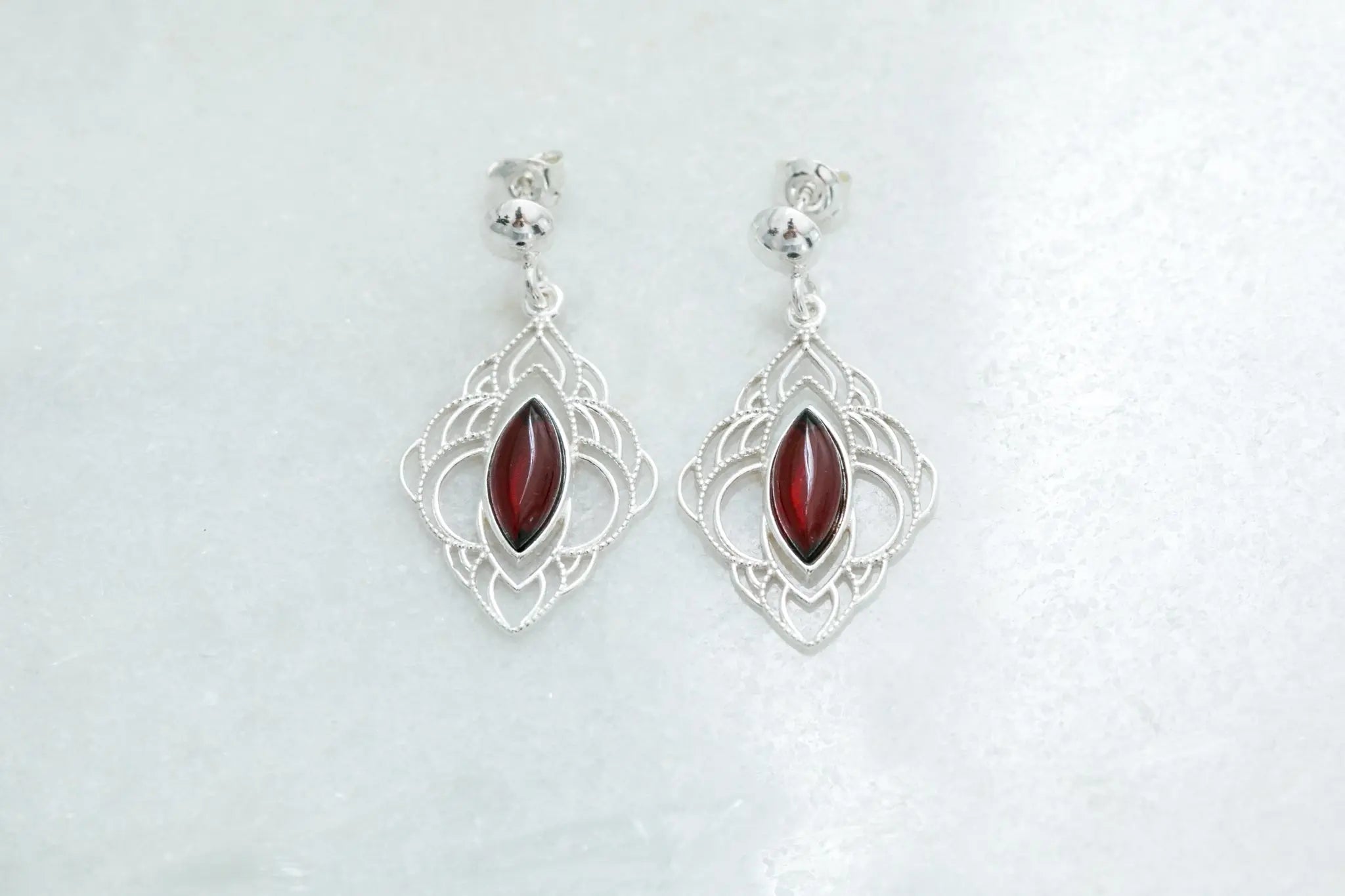 Chandelier Frame Cherry Amber Earrings- Earrings- Baltic Beauty