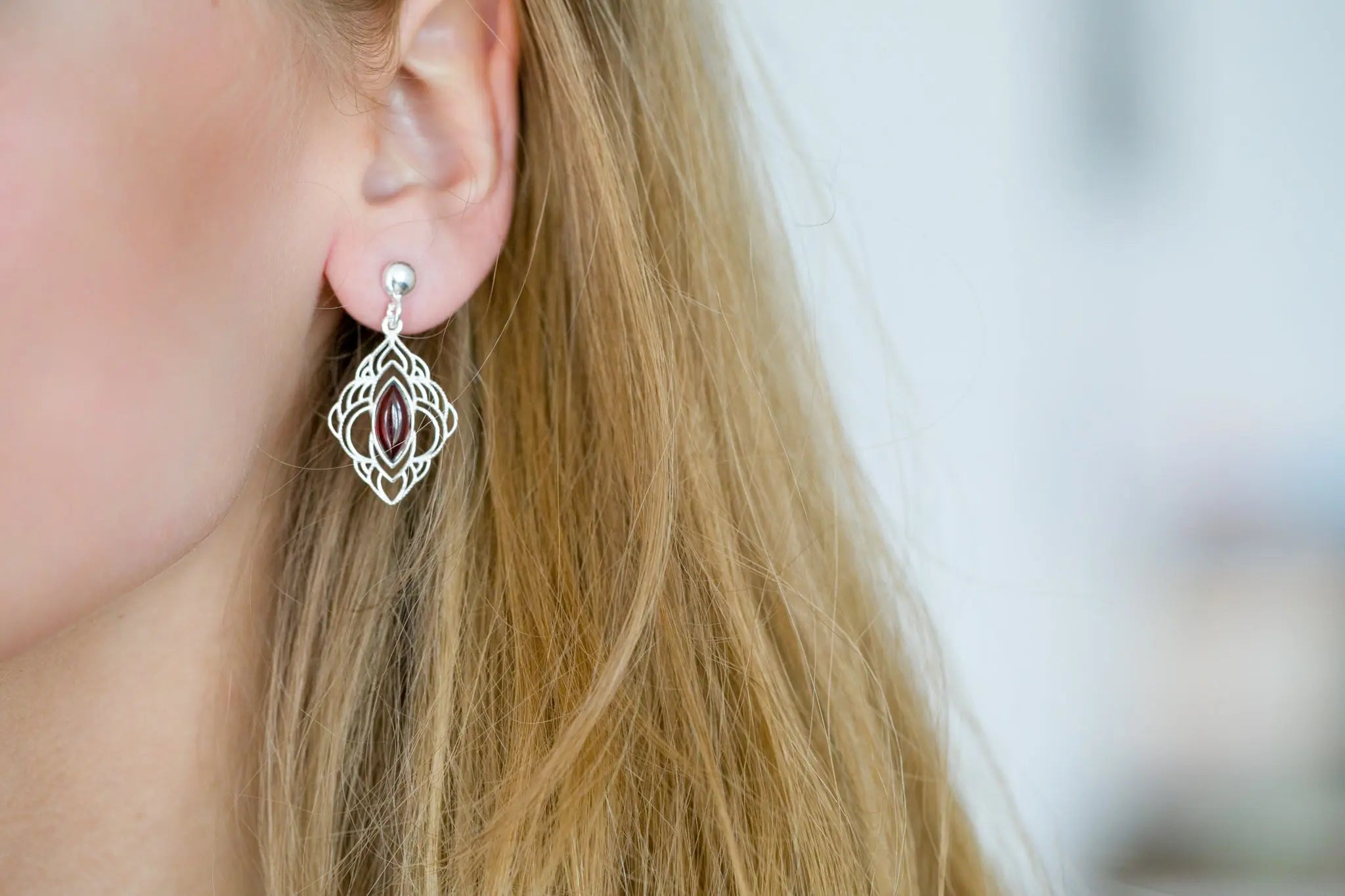 Chandelier Frame Cherry Amber Earrings- Earrings- Baltic Beauty