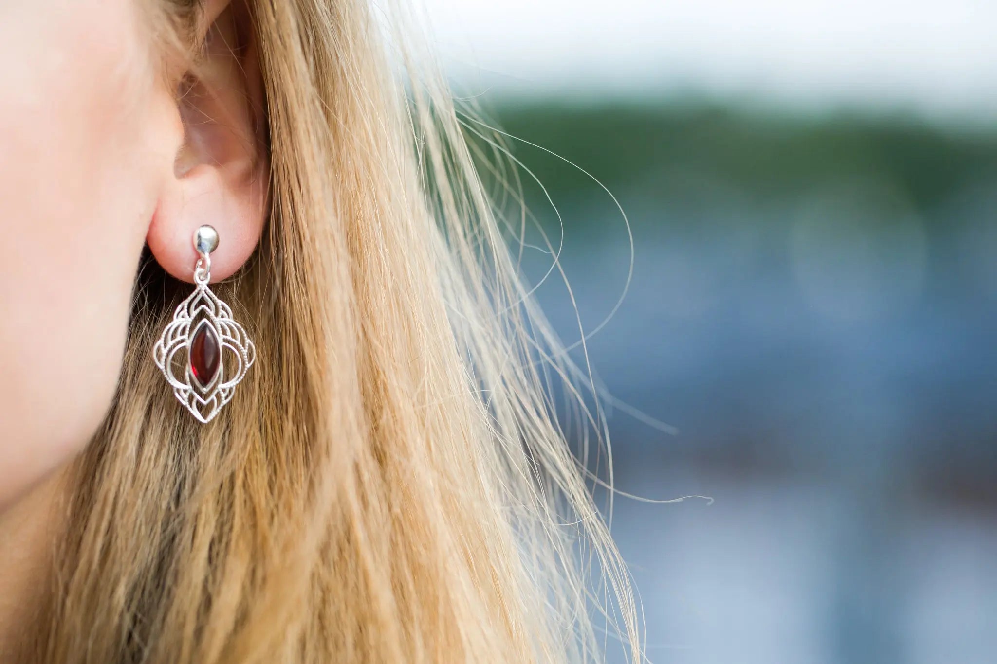 Chandelier Frame Cherry Amber Earrings- Earrings- Baltic Beauty