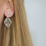 Chandelier Frame Green Amber Earrings- Earrings- Baltic Beauty