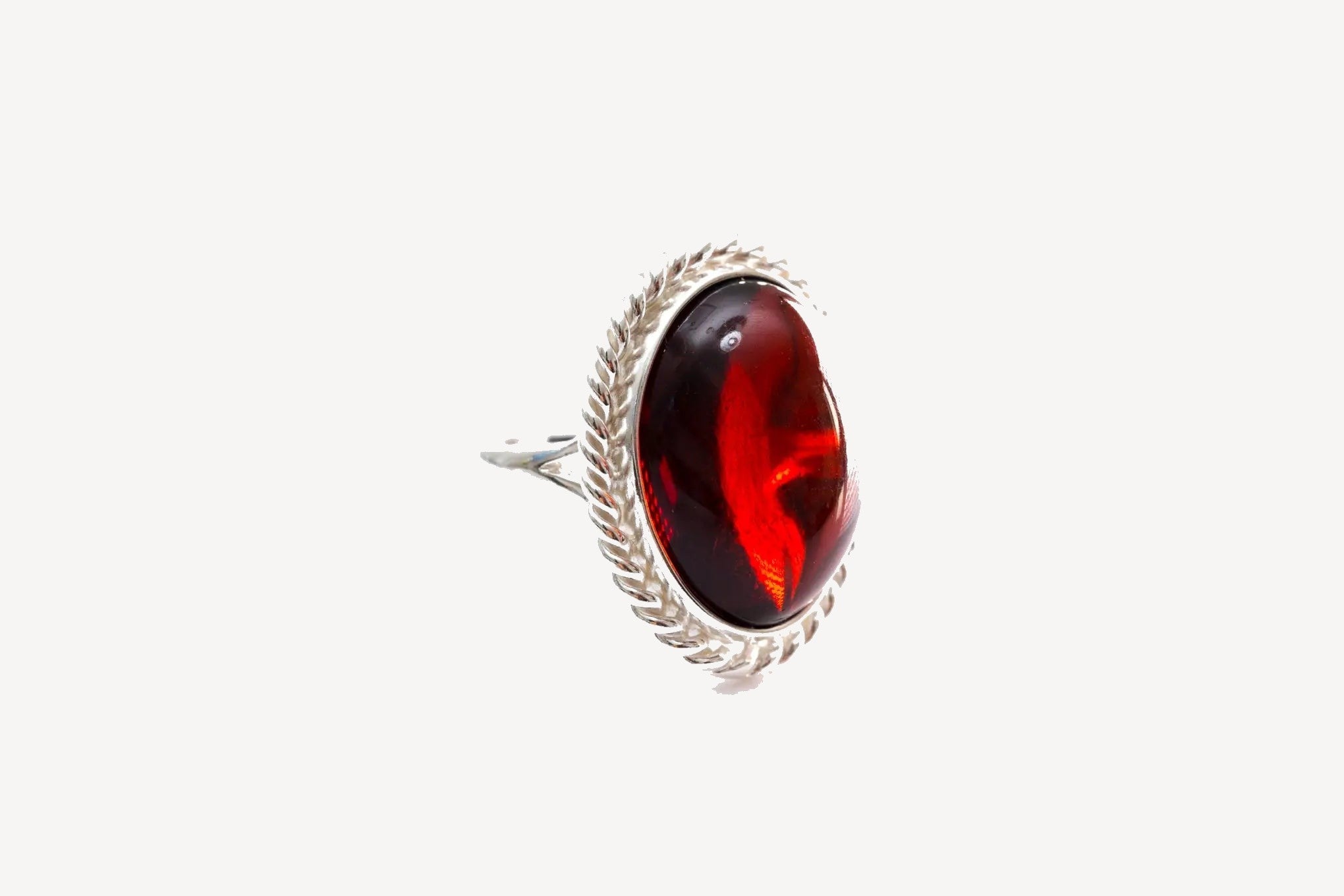 Cherry Red Amber Quintessence Statement Ring- Rings- Baltic Beauty