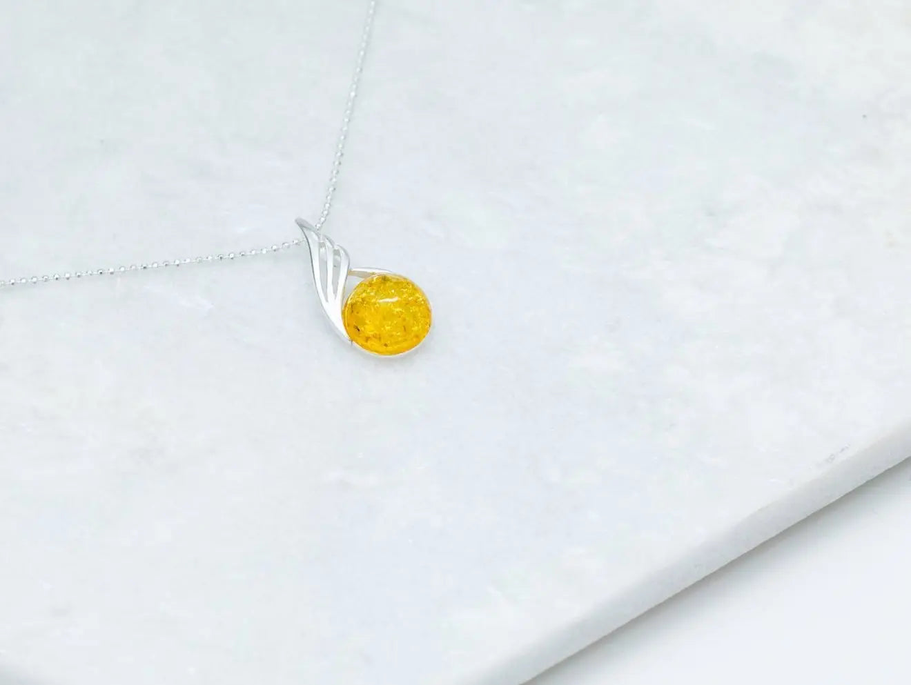 Citrus Amber Orb Pendant- Necklaces- Baltic Beauty