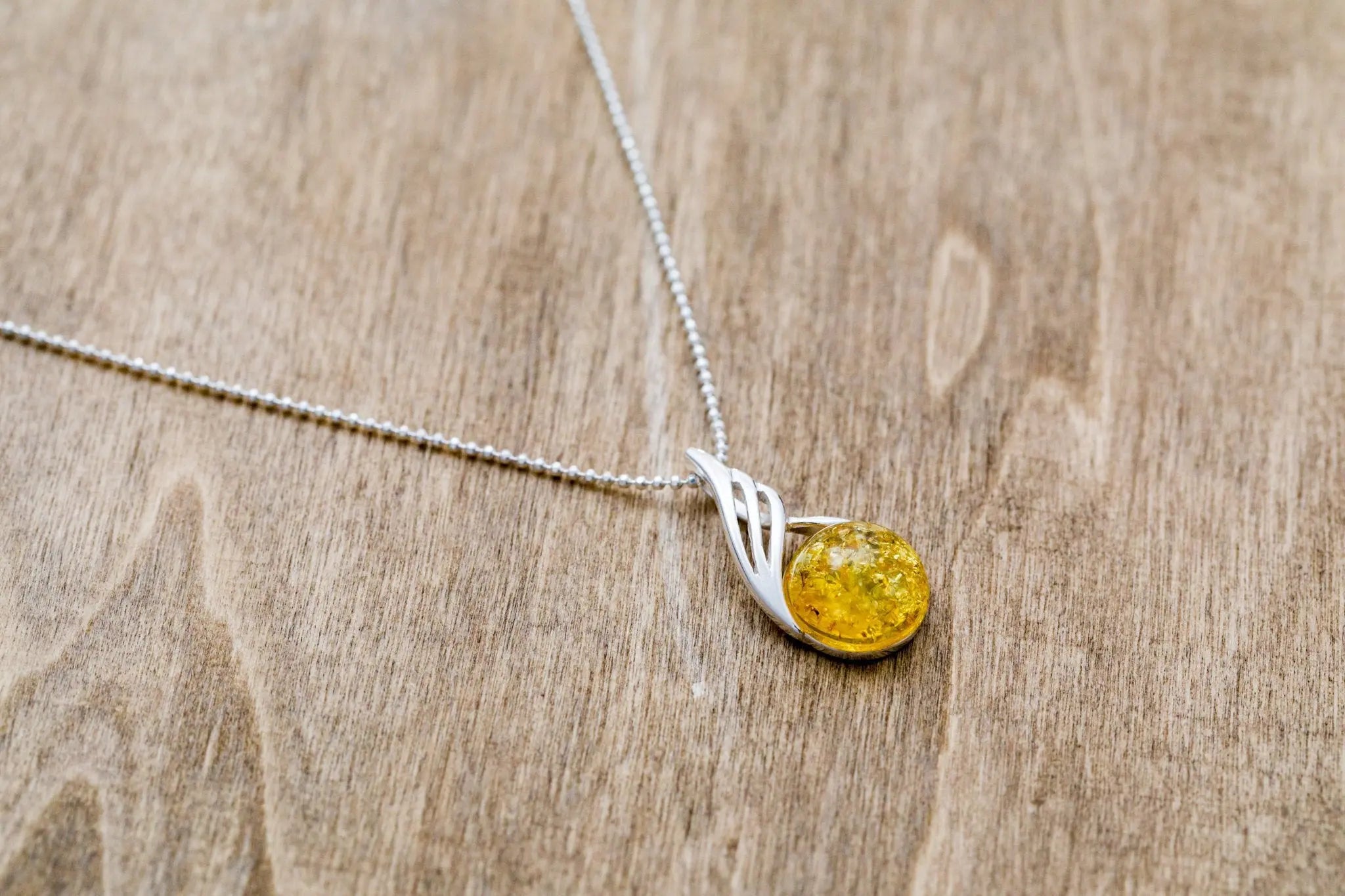 Citrus Amber Orb Pendant- Necklaces- Baltic Beauty