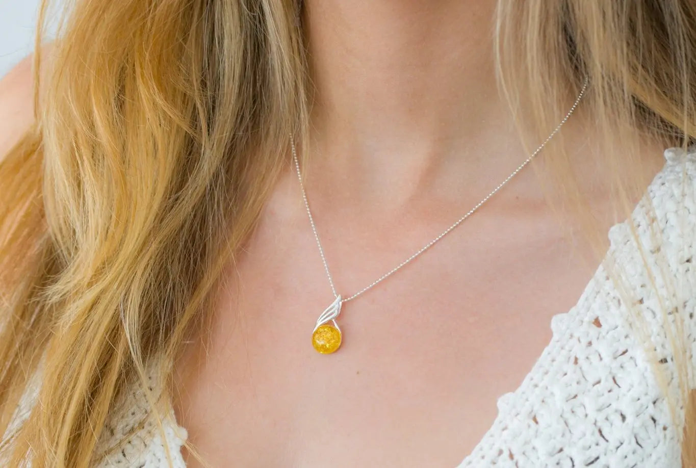 Citrus Amber Orb Pendant- Necklaces- Baltic Beauty