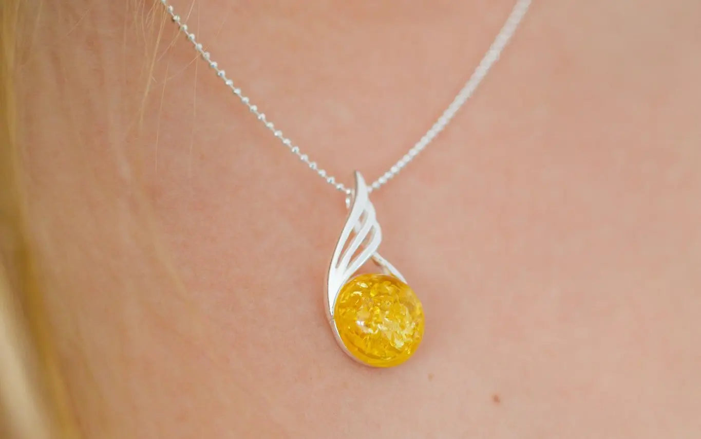 Citrus Amber Orb Pendant- Necklaces- Baltic Beauty