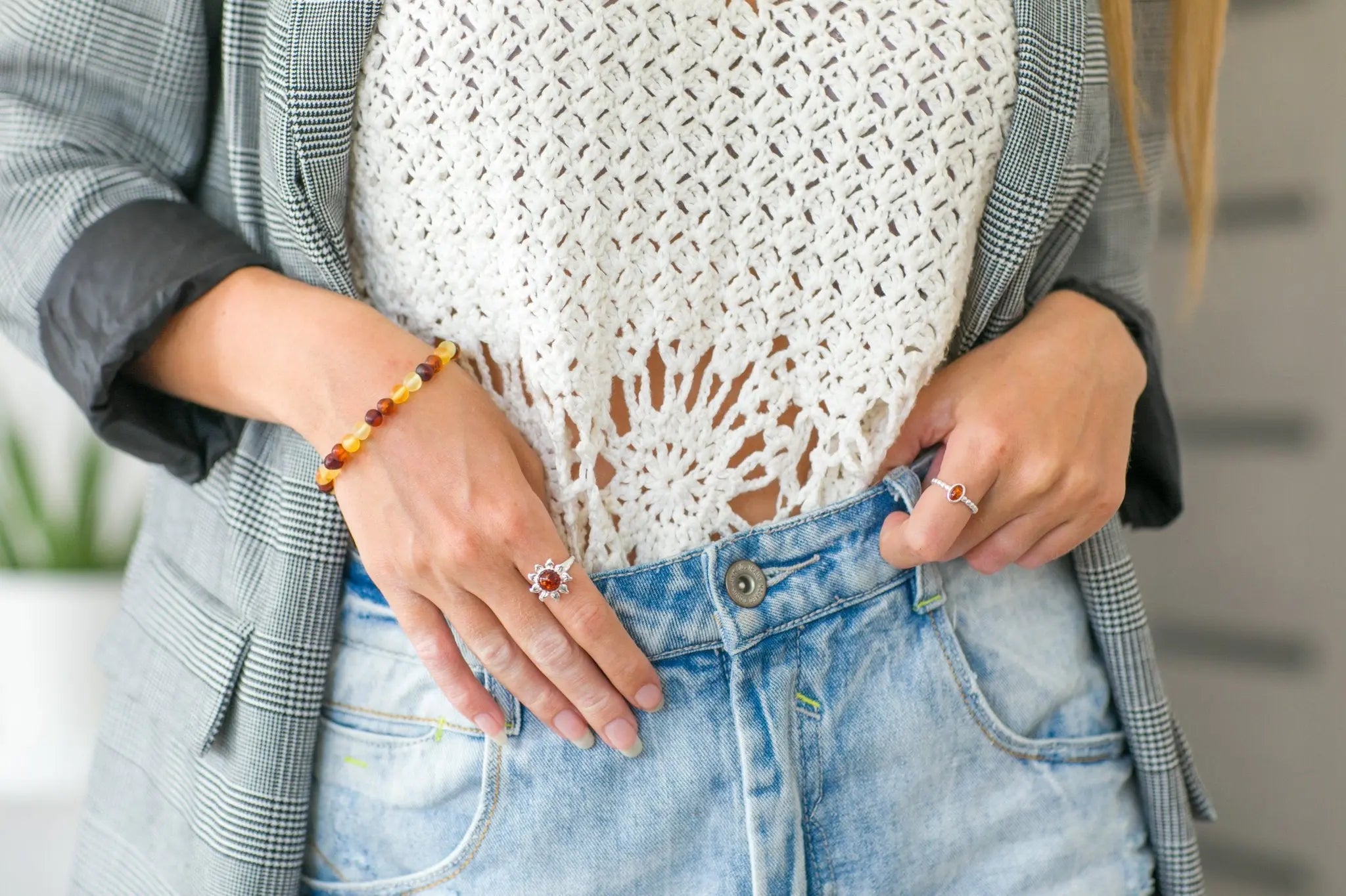 Colourful Amber Nugget Bead Bracelet- Bracelets- Baltic Beauty