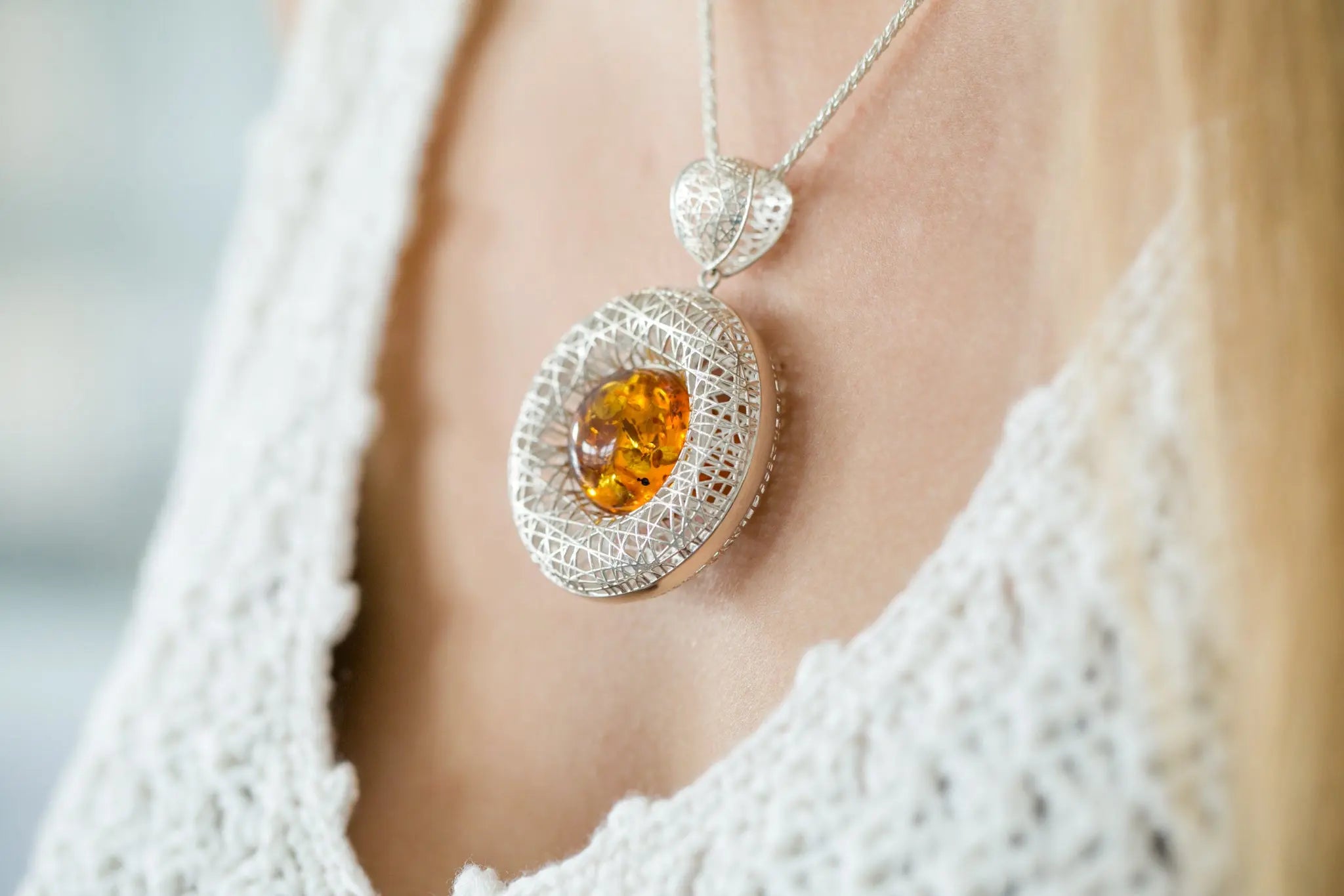 Contemporary Amber Pendant- Necklaces- Baltic Beauty