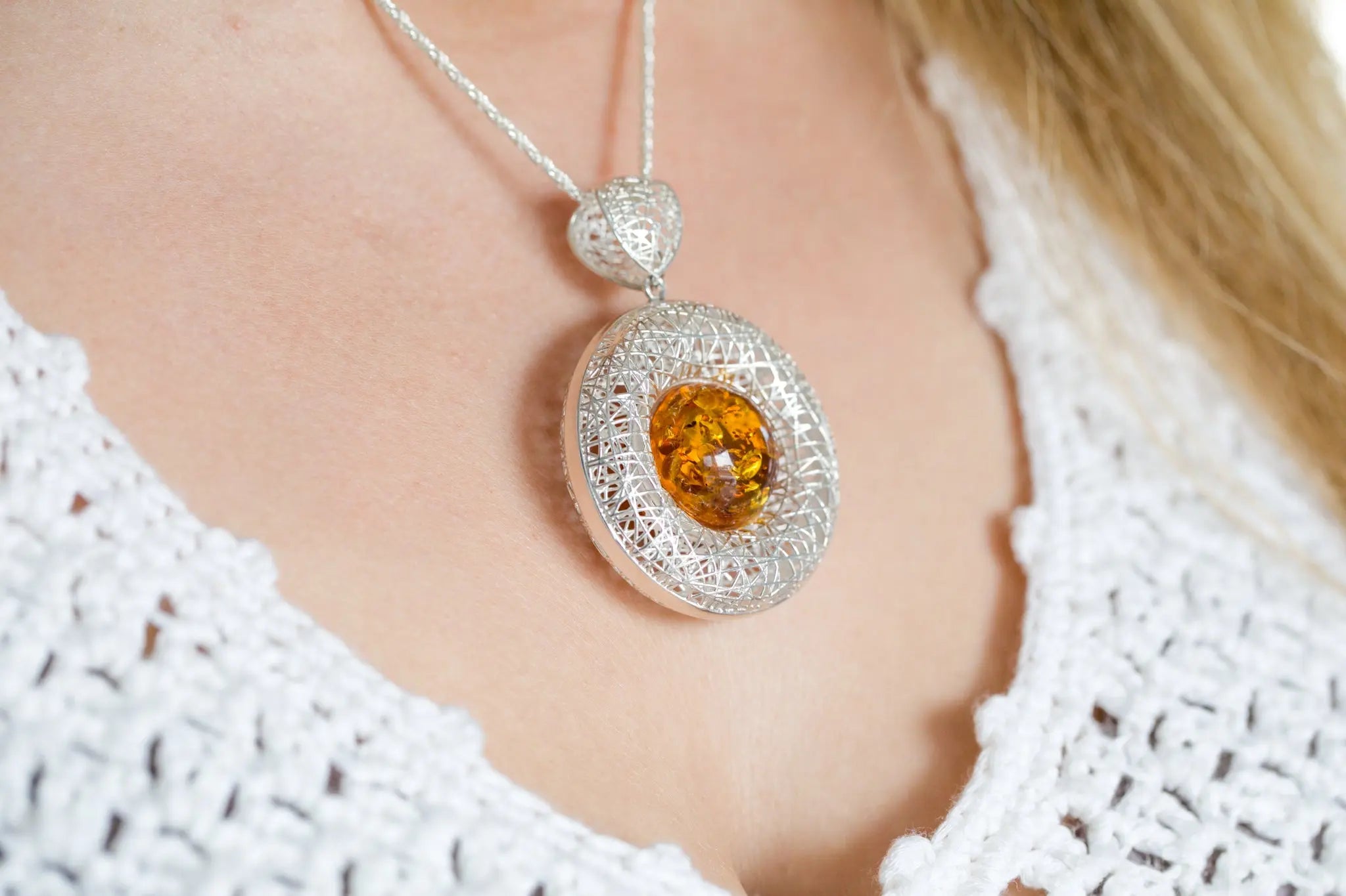 Contemporary Amber Pendant- Necklaces- Baltic Beauty