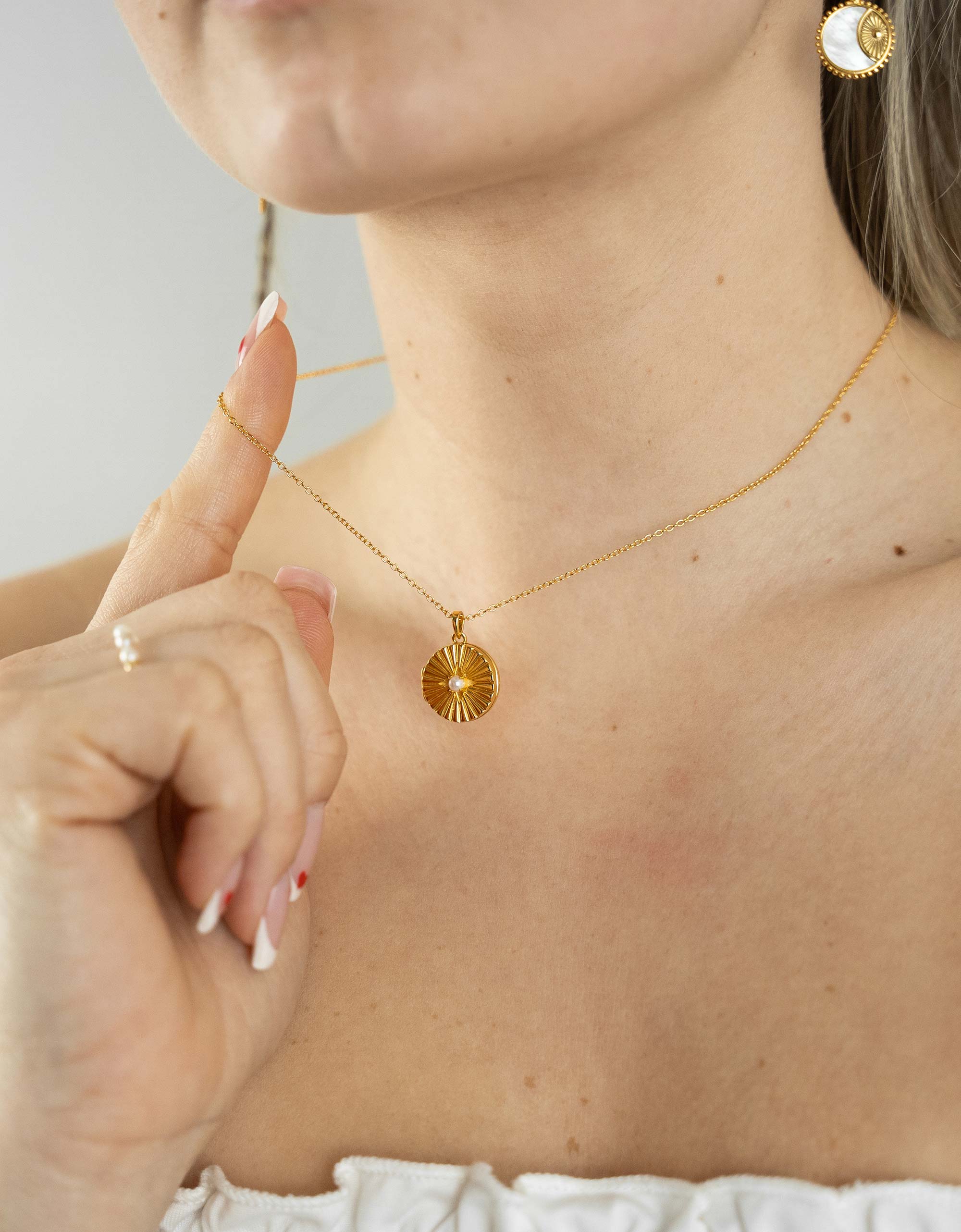 Sun Shell Pearl Locket Necklace – handcrafted in freshwater pearl and sterling silver, view 6