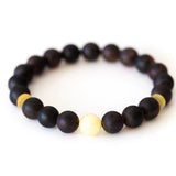 Dark Amber Bead Bracelet with Polished Yellow Accents- Bracelets- Baltic Beauty
