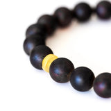 Dark Amber Bead Bracelet with Polished Yellow Accents- Bracelets- Baltic Beauty