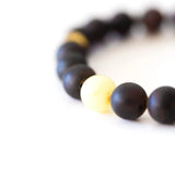 Dark Amber Bead Bracelet with Polished Yellow Accents- Bracelets- Baltic Beauty