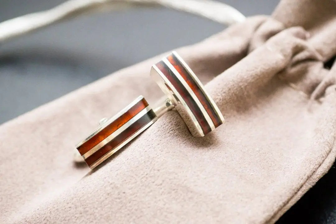 Double Stripe Amber Cufflinks- Cufflinks- Baltic Beauty