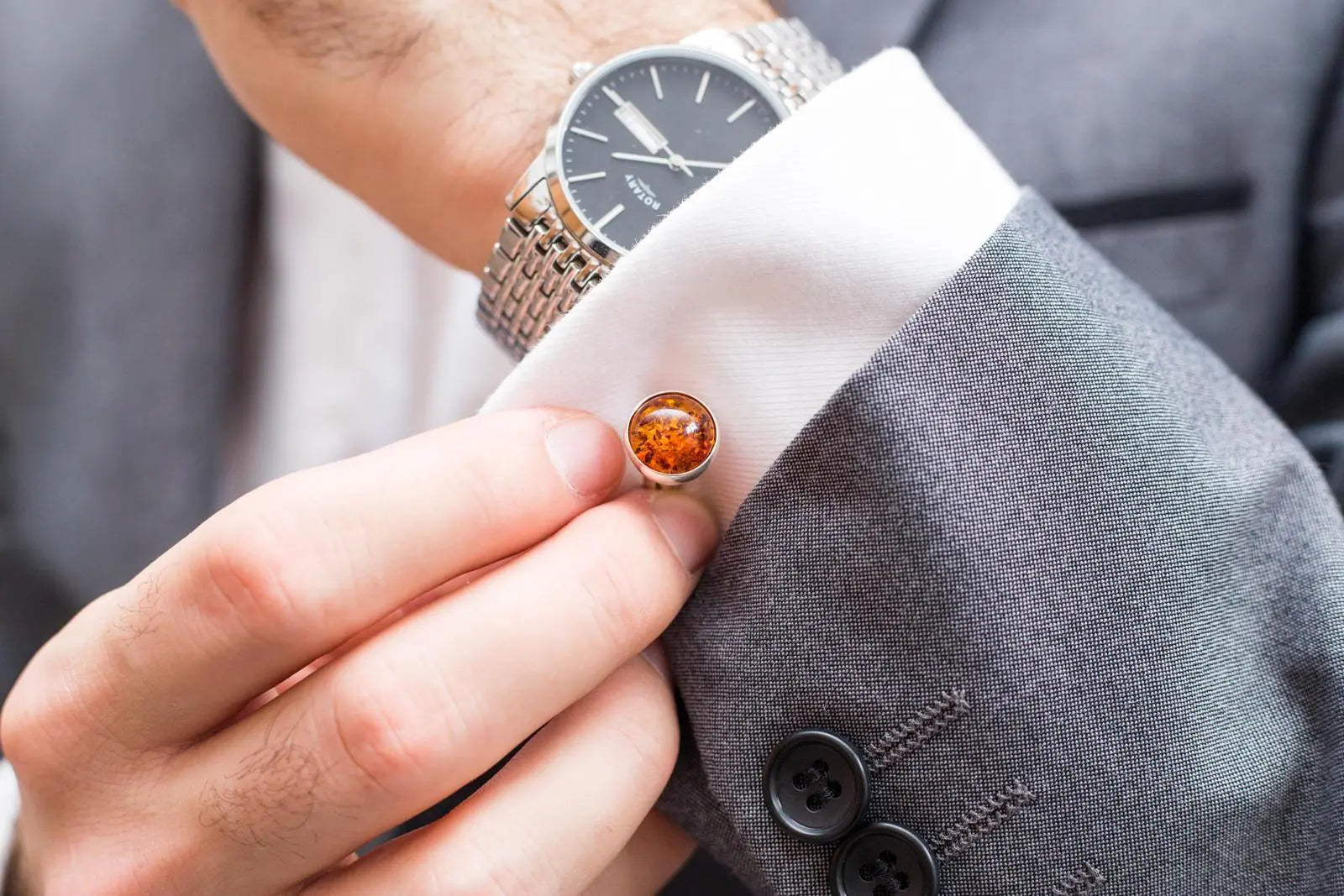 Baltic Beauty Cufflinks Small Round Amber Cufflinks