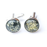 Baltic Beauty Cufflinks Small Round Green Amber Cufflinks