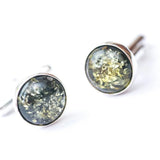 Baltic Beauty Cufflinks Small Round Green Amber Cufflinks