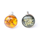 Baltic Beauty Cufflinks Small Round Green Amber Cufflinks