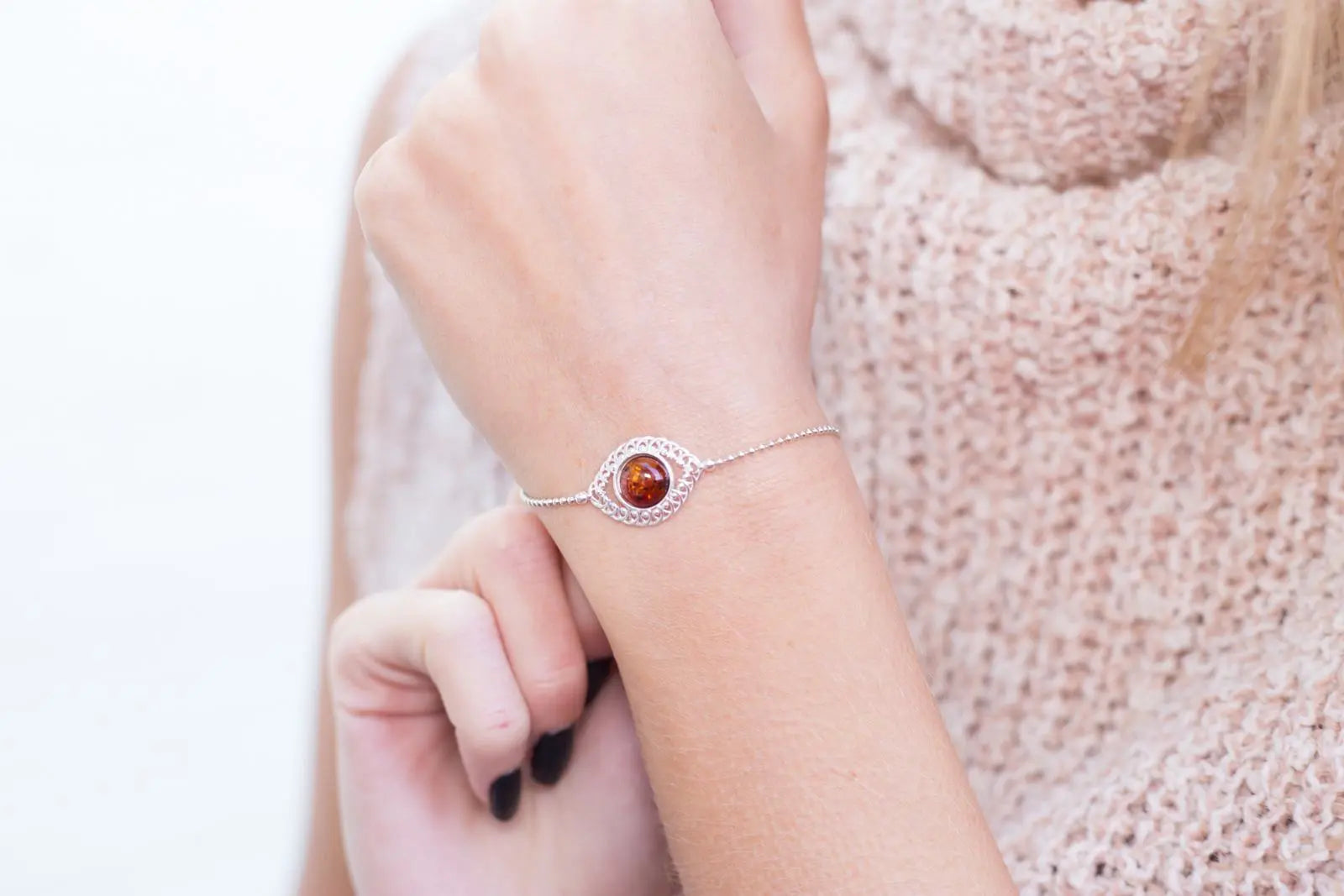 Baltic Beauty Bracelets Evileye Amber and Silver Bracelet