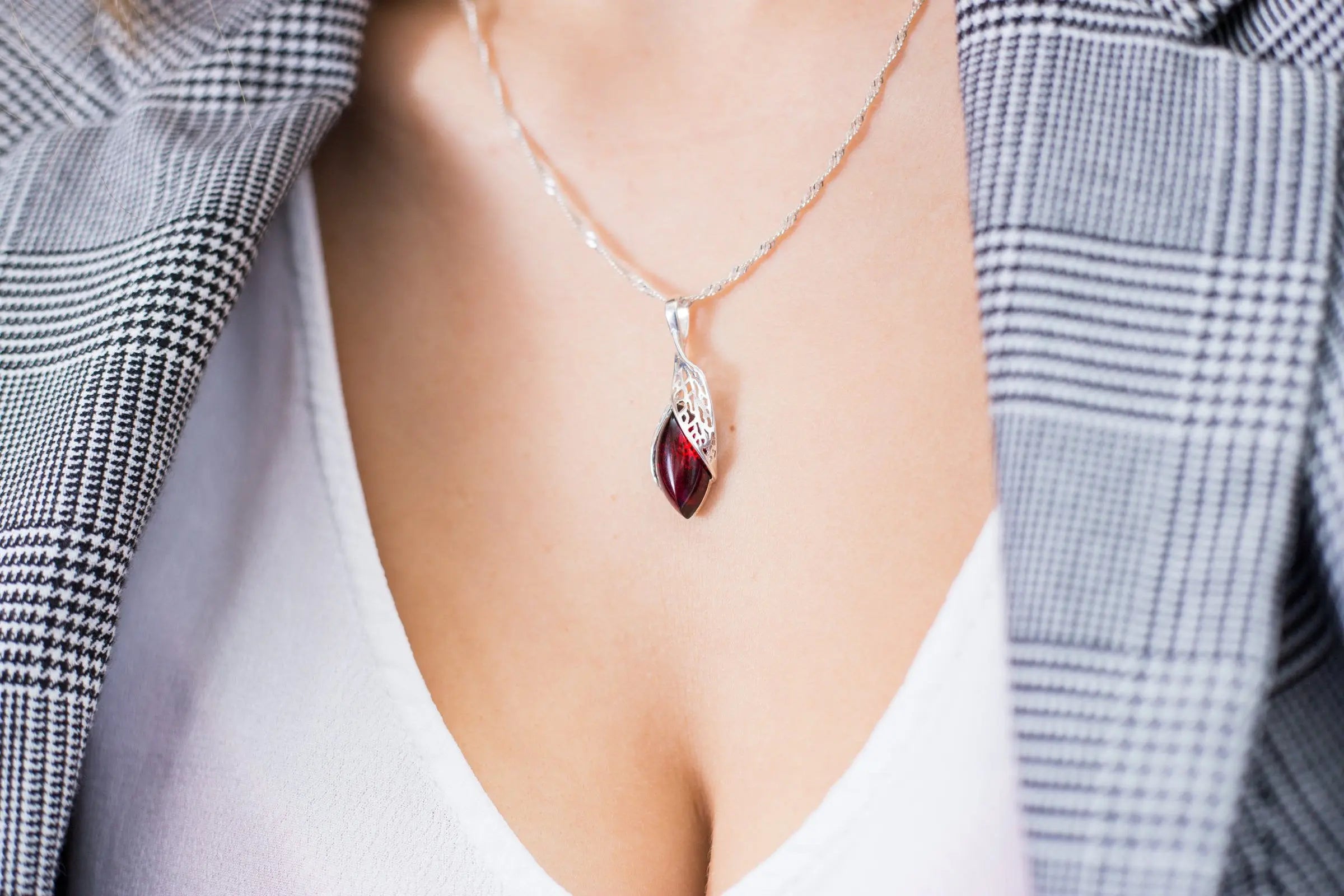 Fancy Top Cherry Amber Pendant- Necklaces- Baltic Beauty