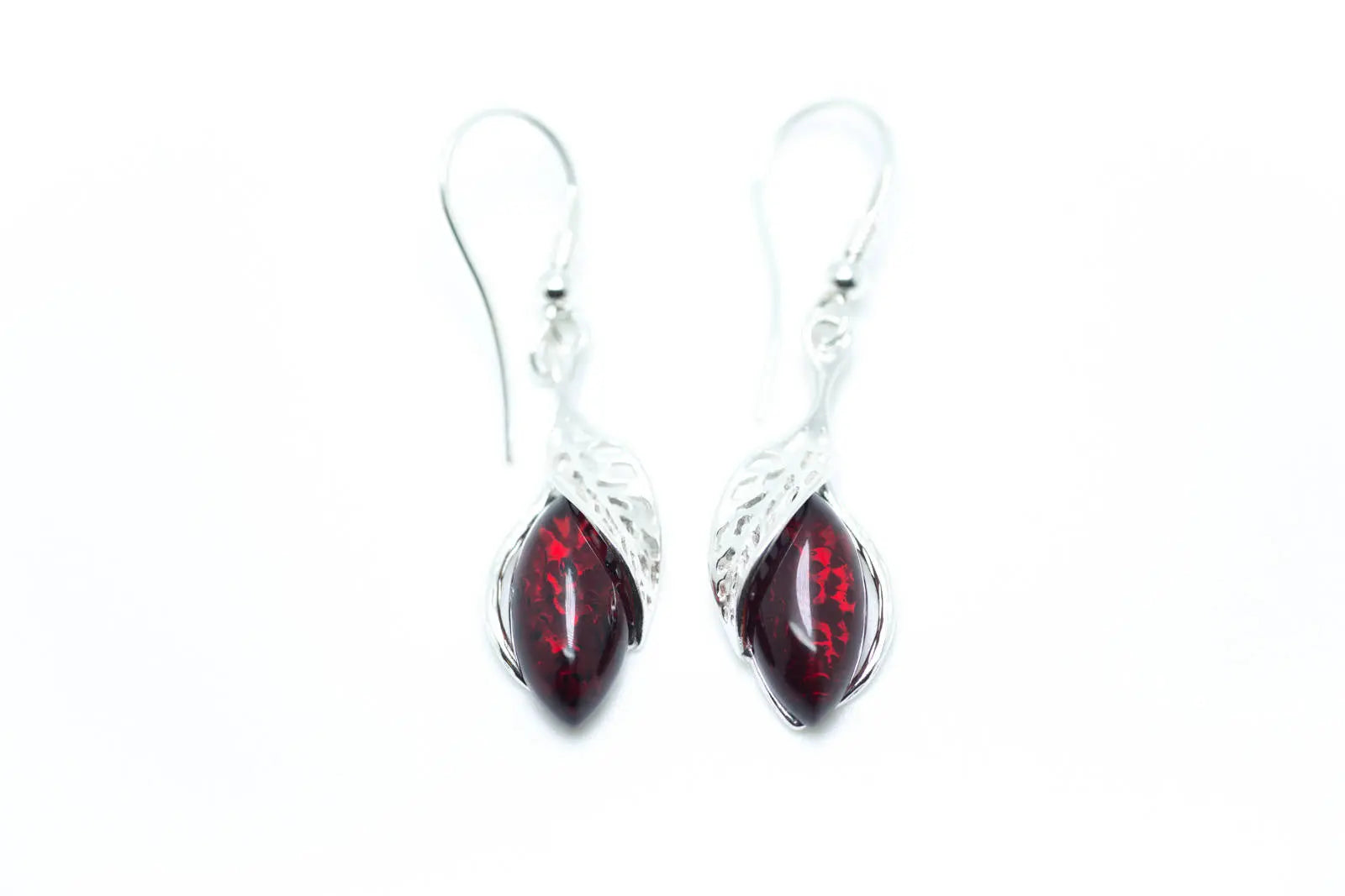 Fancy Top Cherry Red Dangle Earrings- Earrings- Baltic Beauty