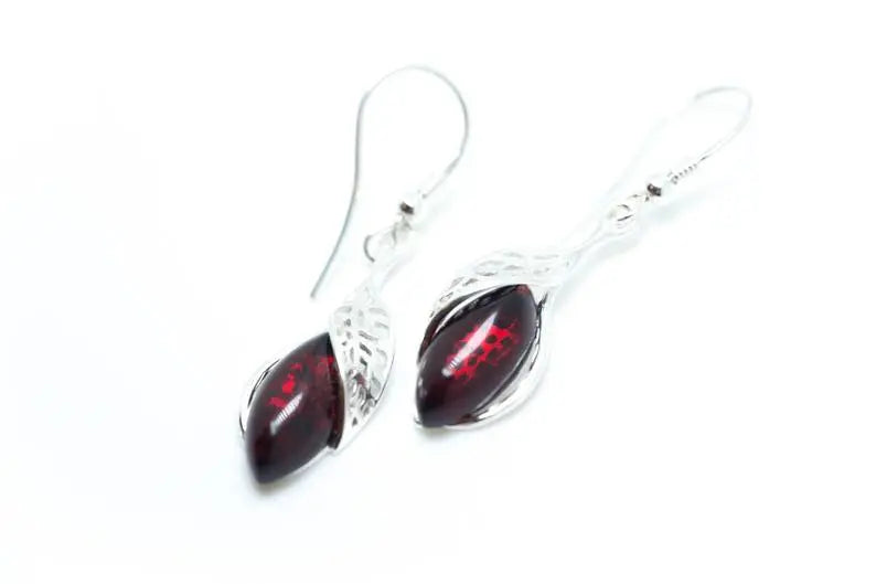 Fancy Top Cherry Red Dangle Earrings- Earrings- Baltic Beauty