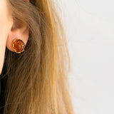 Gold Heart Frame Stud Earrings- Earrings- Baltic Beauty