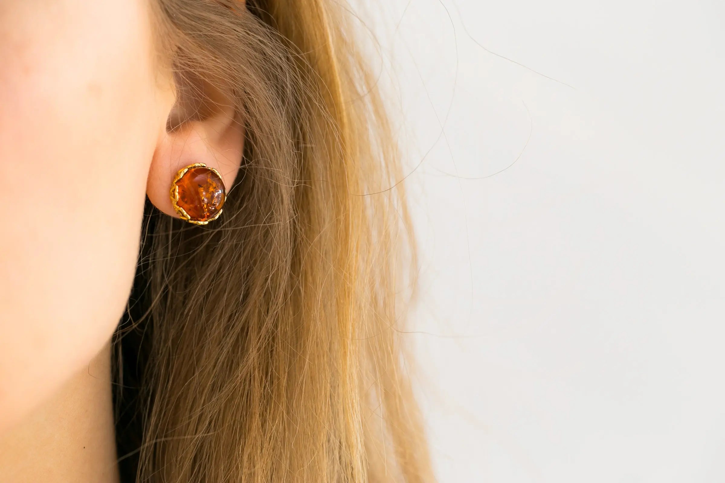 Gold Heart Frame Stud Earrings- Earrings- Baltic Beauty