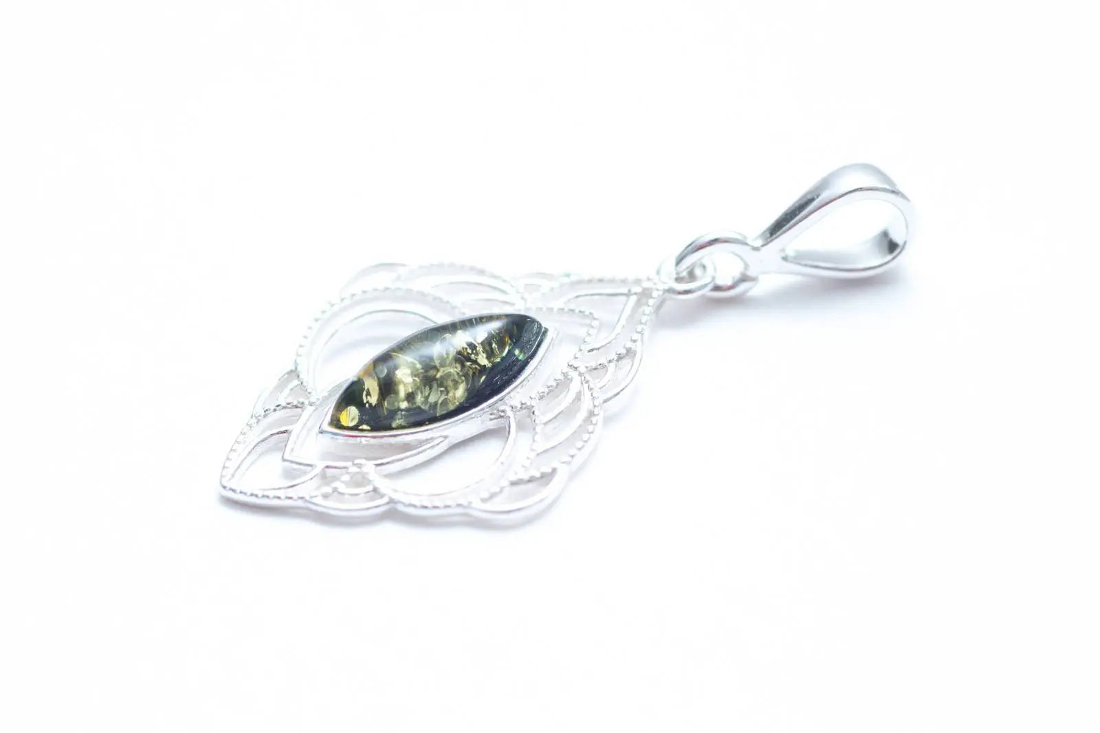 Baltic Beauty Pendant Green Amber Filigree Chandelier Pendant