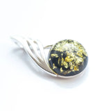 Green Amber Orb Pendant- Necklaces- Baltic Beauty