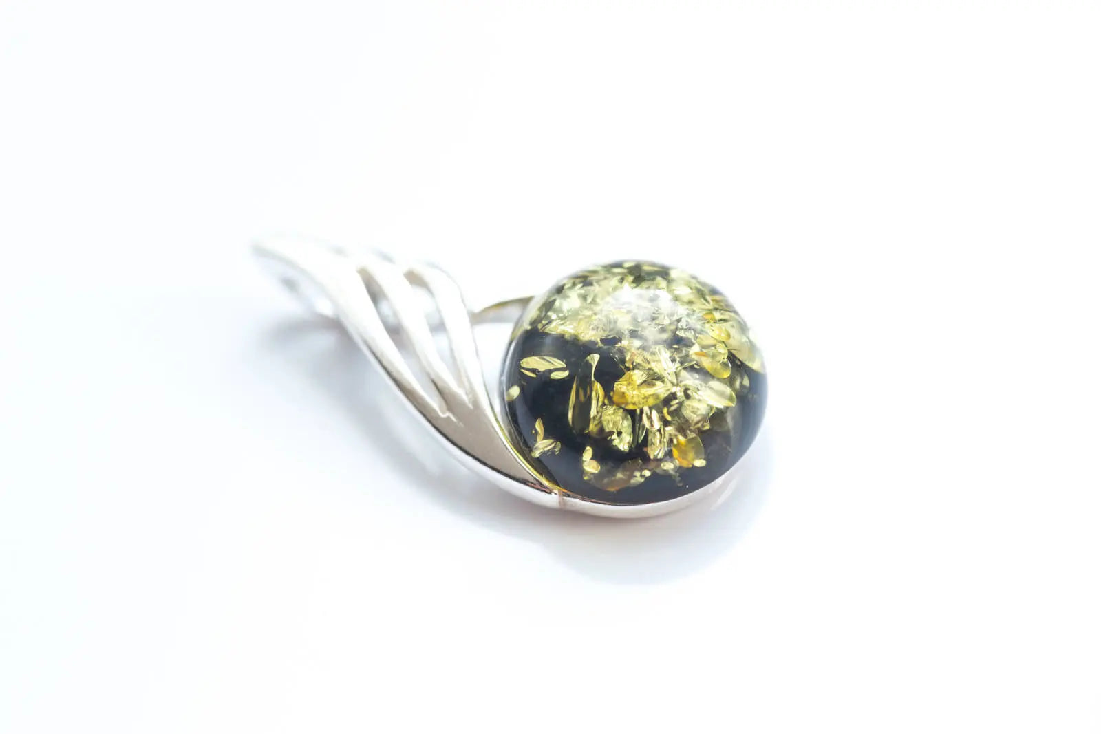 Green Amber Orb Pendant- Necklaces- Baltic Beauty