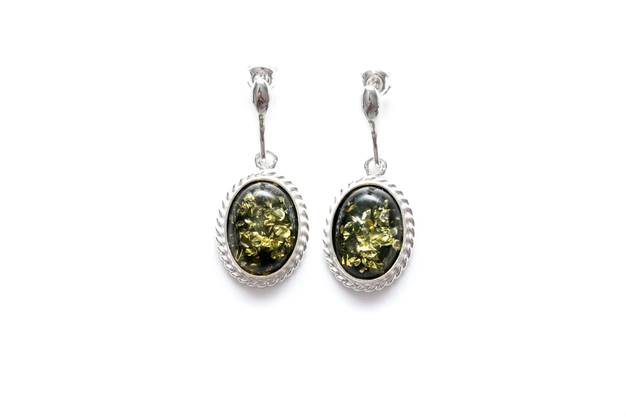 Green Amber Quintessence Dangle Earrings- Earrings- Baltic Beauty