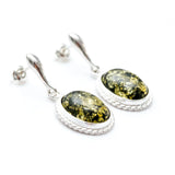 Green Amber Quintessence Dangle Earrings- Earrings- Baltic Beauty