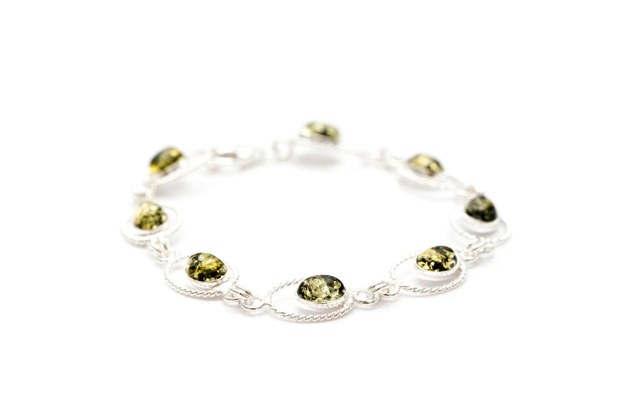Green Amber Quintessence Link Bracelet- Bracelets- Baltic Beauty