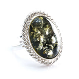 Green Amber Quintessence Statement Ring- Rings- Baltic Beauty