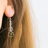 Green Amber Violin Earrings- Earrings- Baltic Beauty