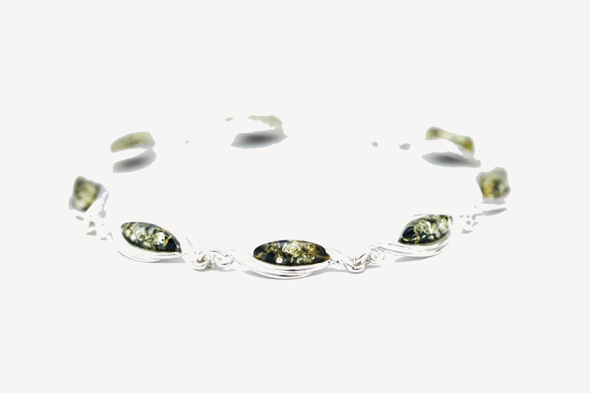 Green Baltic Amber Link Bracelet- Bracelets- Baltic Beauty