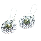 Baltic Beauty Earrings Green Celtic Pattern Earrings