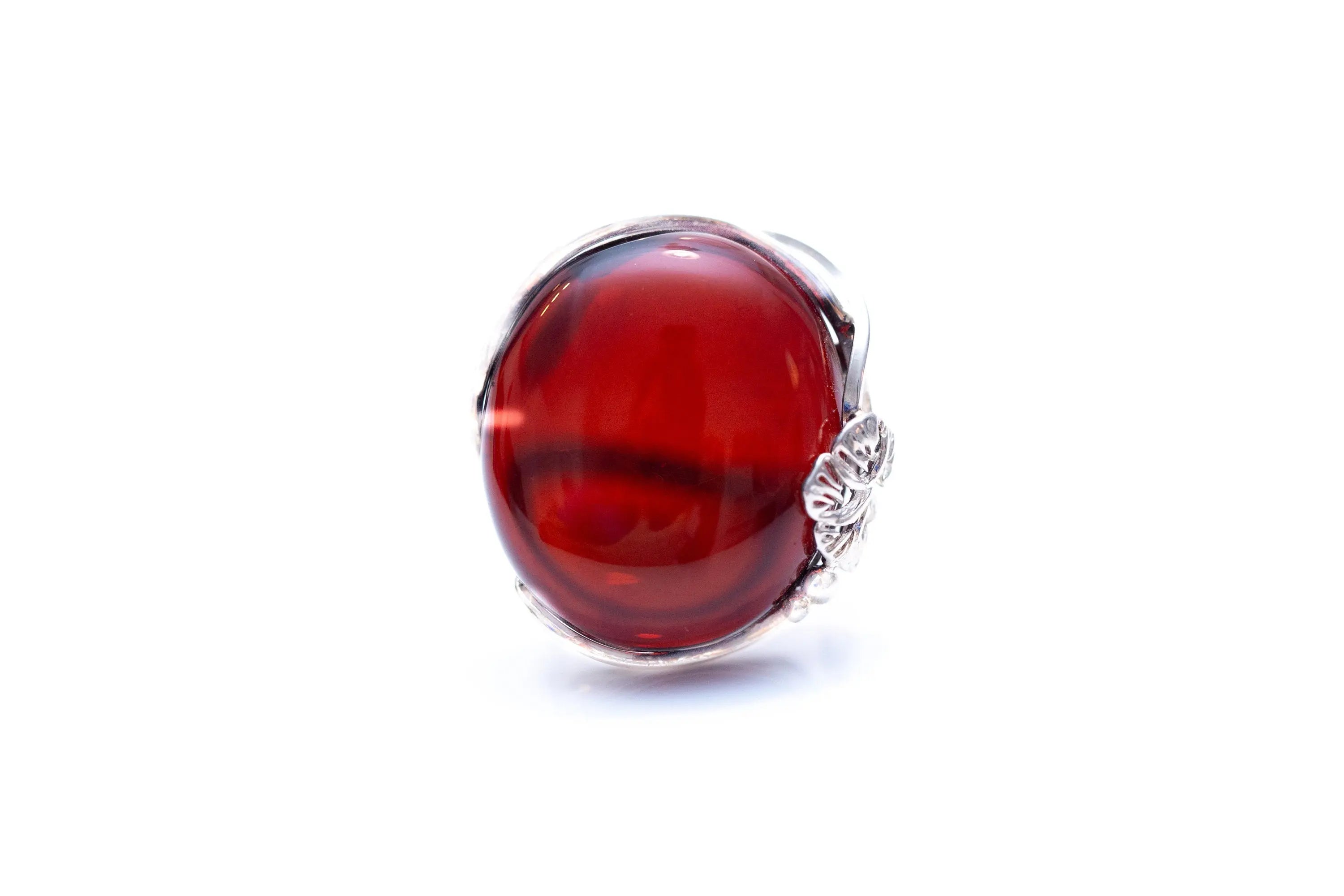 Handmade Blossom Cherry Amber Ring- Rings- Baltic Beauty