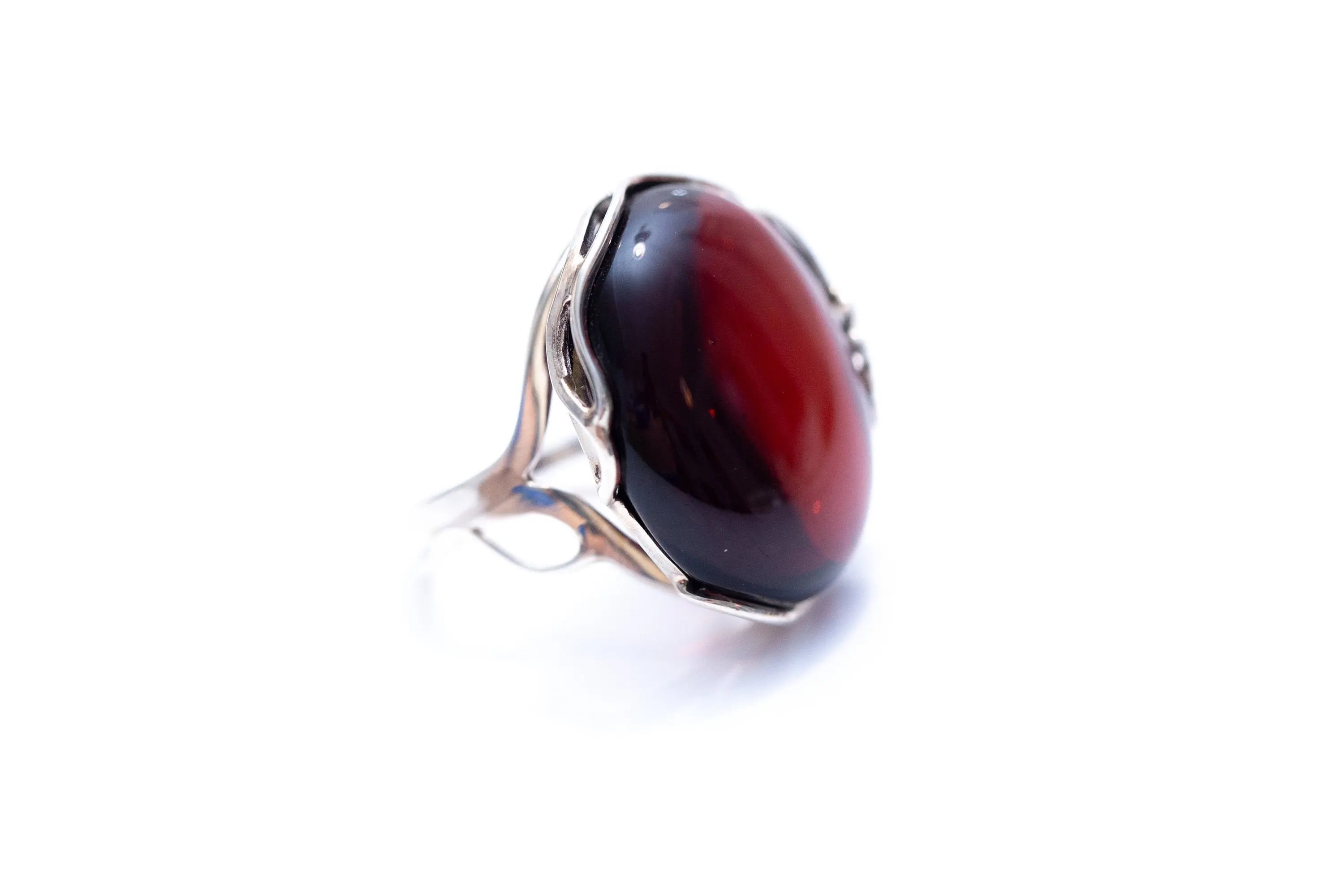 Handmade Blossom Cherry Amber Ring- Rings- Baltic Beauty