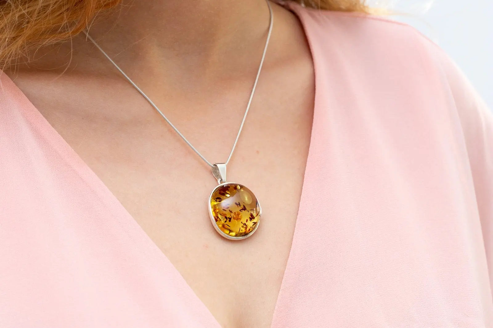Handmade Speckled Autumn Amber Pendant- Necklaces- Baltic Beauty