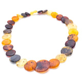 Large Round Amber Bead Necklace, Multicolour Stone Necklace- Necklaces- Baltic Beauty