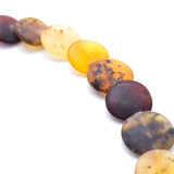 Large Round Amber Bead Necklace, Multicolour Stone Necklace- Necklaces- Baltic Beauty