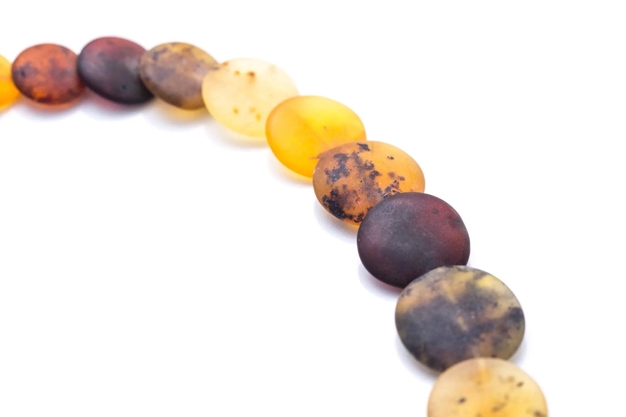 Large Round Amber Bead Necklace, Multicolour Stone Necklace- Necklaces- Baltic Beauty