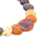 Large Round Amber Bead Necklace, Multicolour Stone Necklace- Necklaces- Baltic Beauty