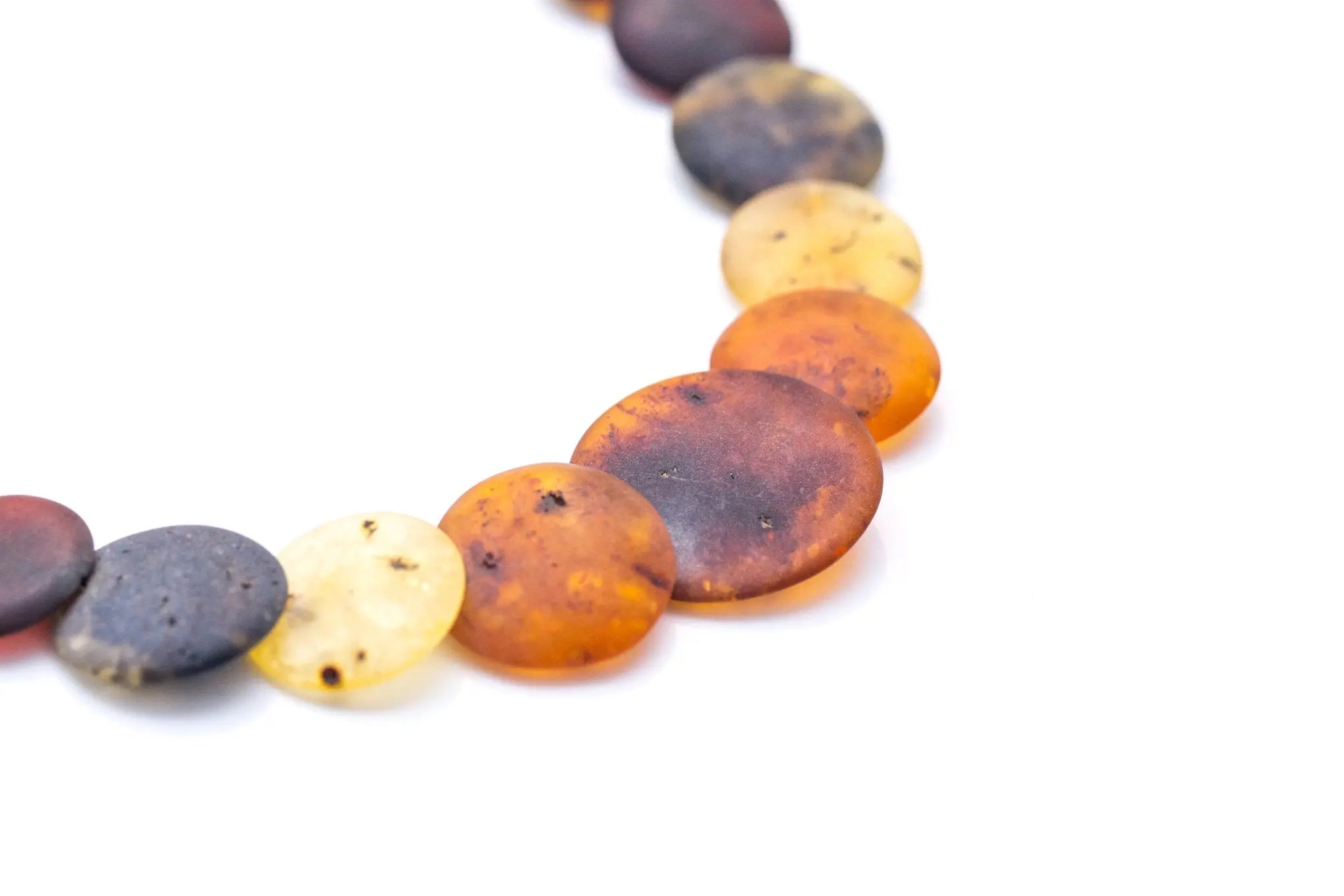 Large Round Amber Bead Necklace, Multicolour Stone Necklace- Necklaces- Baltic Beauty