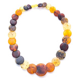 Large Round Amber Bead Necklace, Multicolour Stone Necklace- Necklaces- Baltic Beauty