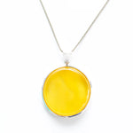 Large Yellow Amber Circle Pendant- Necklaces- Baltic Beauty